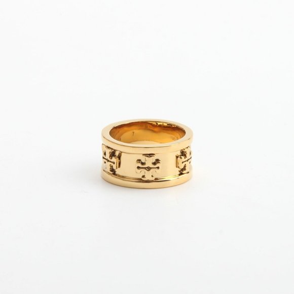 Tory Burch GOLD Metallic Raised Logo Ring - Picture 2 of 13